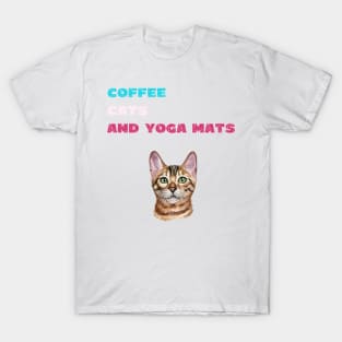 Coffee cats and yoga mats funny yoga and cat drawing T-Shirt